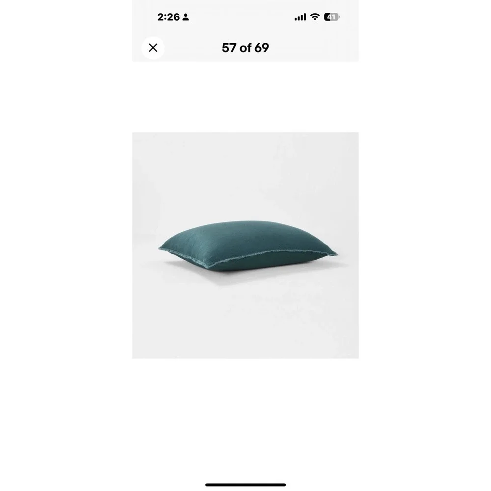Casaluna King Pillow Sham Linen-Blend OEKO-TEX Soft Feel Teal Blue